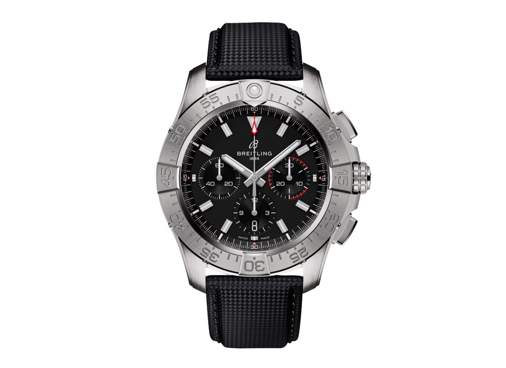 BRT Avenger Chronograph B01 44mm Mens Watch Black Leather