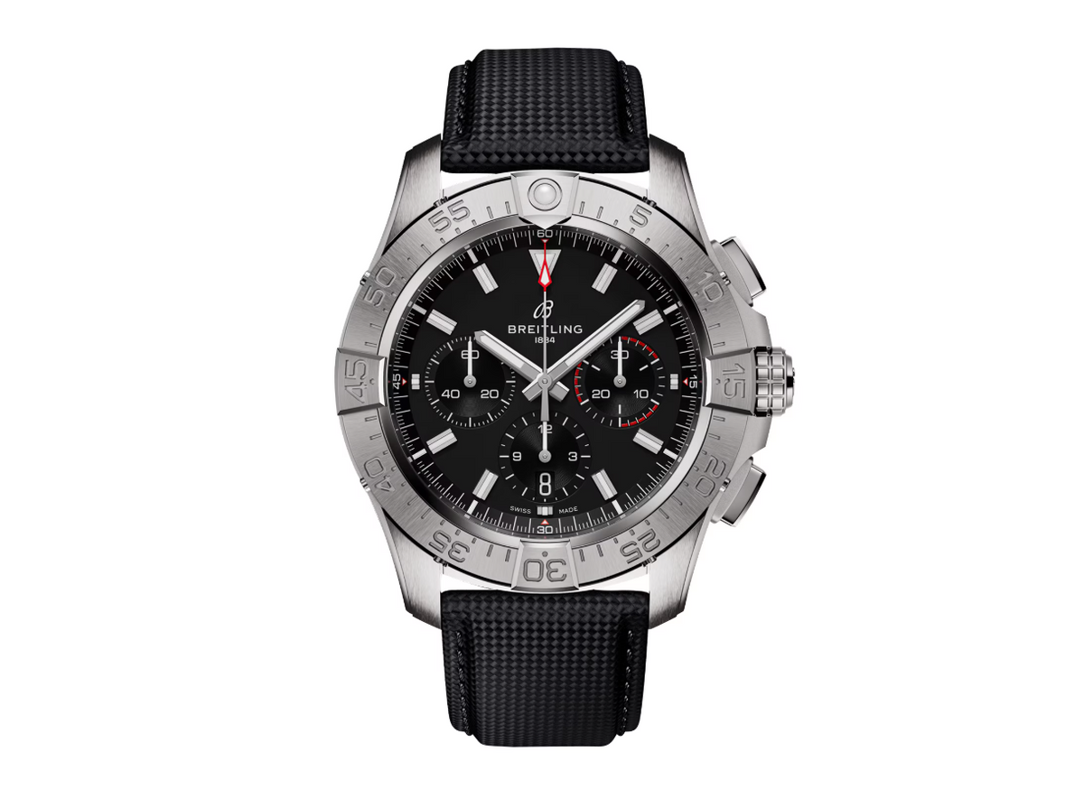 BRT Avenger Chronograph B01 44mm Mens Watch Black Leather