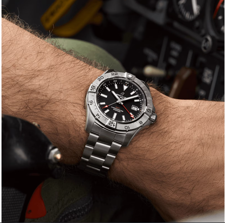 BRT Avenger Automatic GMT 44mm Mens Watch Black Stainless Steel