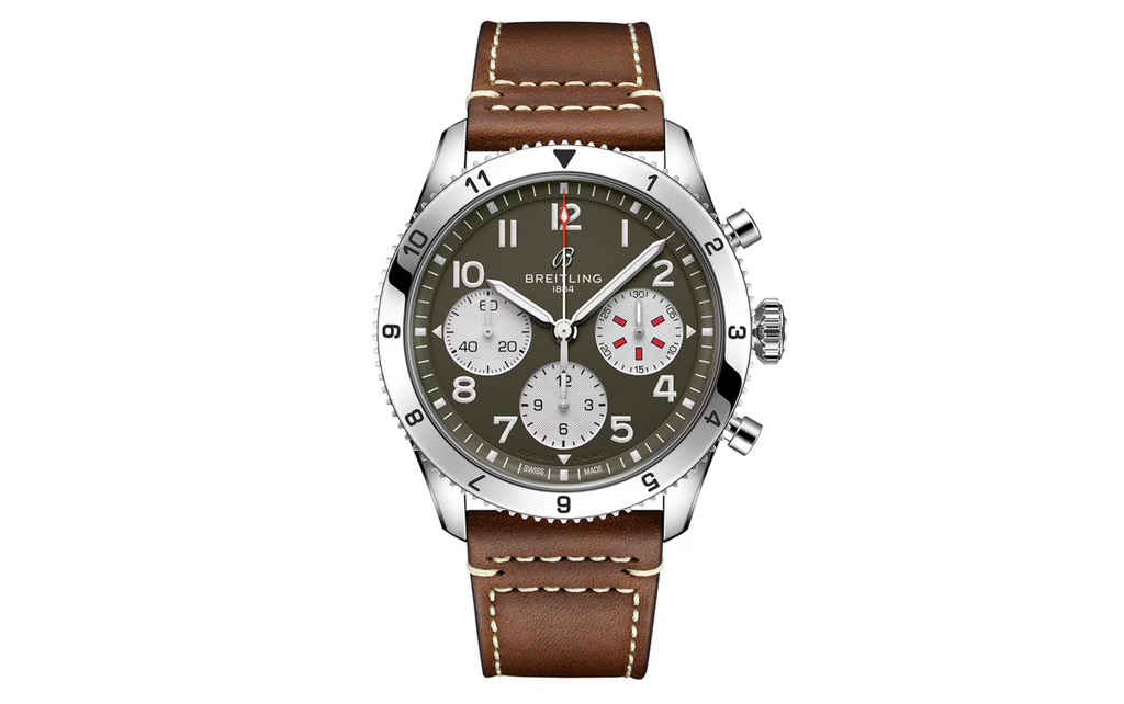 BRT Classic AVI Chronograph 42 Curtiss P-40 Warhawk Leather Strap Watch