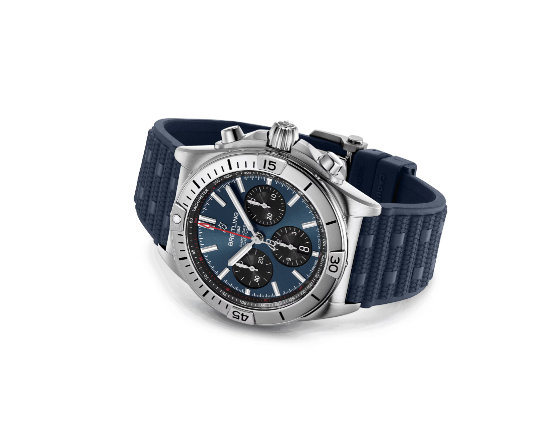 BRT Chronomat B01 Chronograph 42mm Mens Watch Blue Rubber