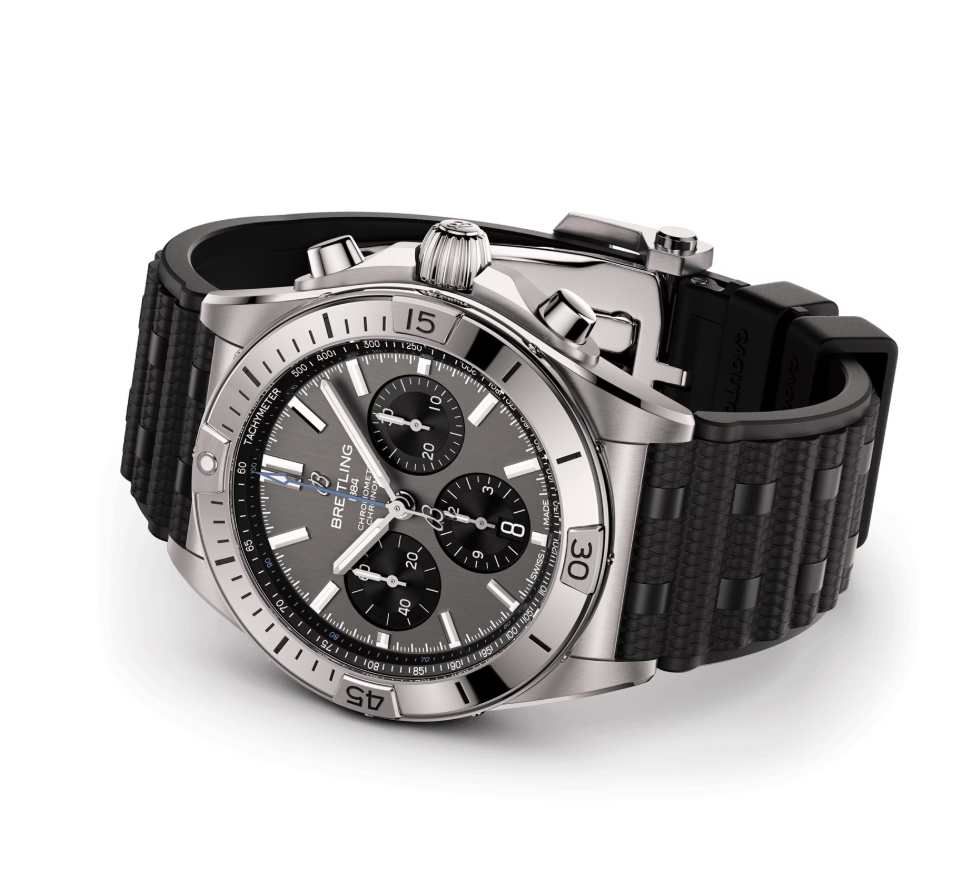BRT Chronomat B01 42mm Mens Watch Grey Rubber