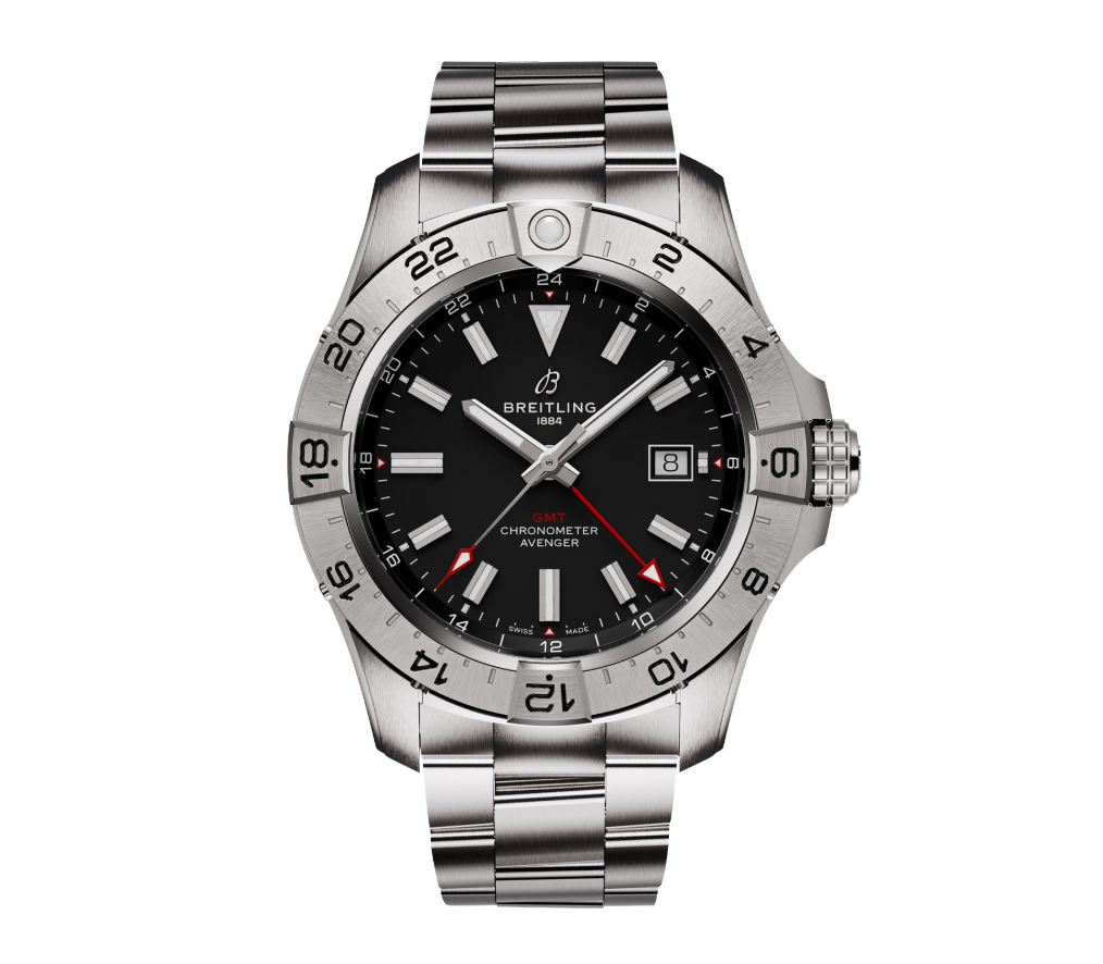 BRT Avenger Automatic GMT 44mm Mens Watch Black Stainless Steel