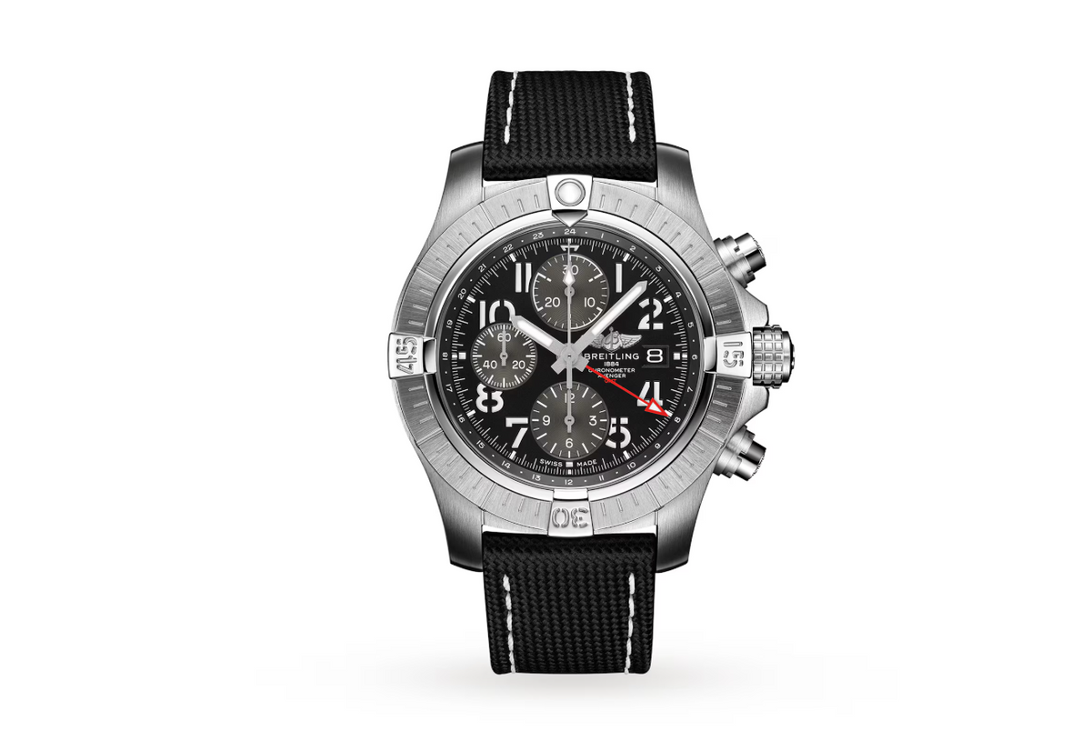 BRT Avenger Chronograph GMT 45 Stainless Steel Leather Strap Watch