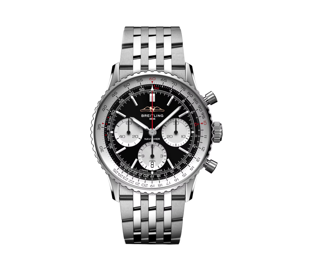 BRT Navitimer B01 Chronograph 41mm Mens Watch Black Stainless Steel