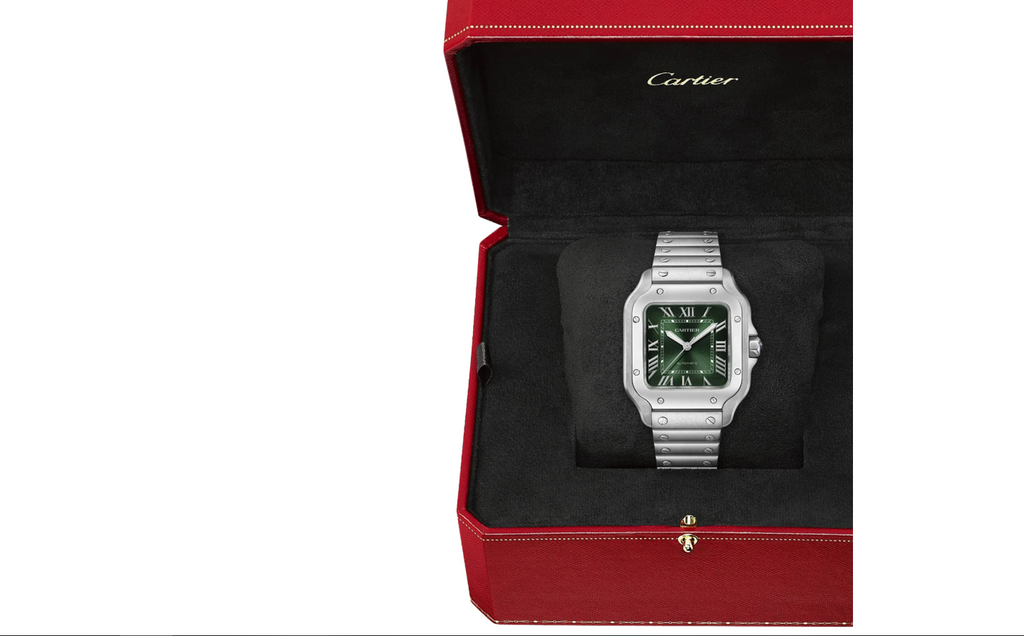 Santos de CRT Watch, Medium Model, Steel, Automatic, Interchangeable Leather Strap