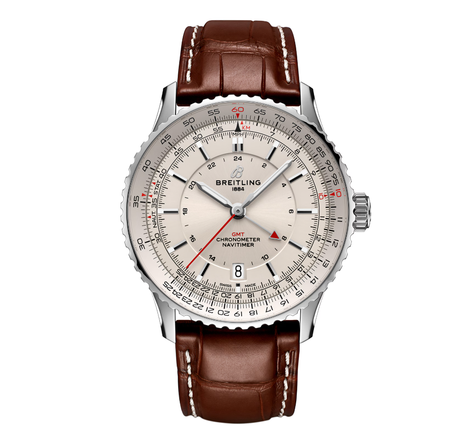BRT Navitimer Automatic GMT 41mm Mens Watch Silver