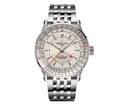 BRT Navitimer Automatic GMT 41mm Mens Watch Silver Stainless Steel