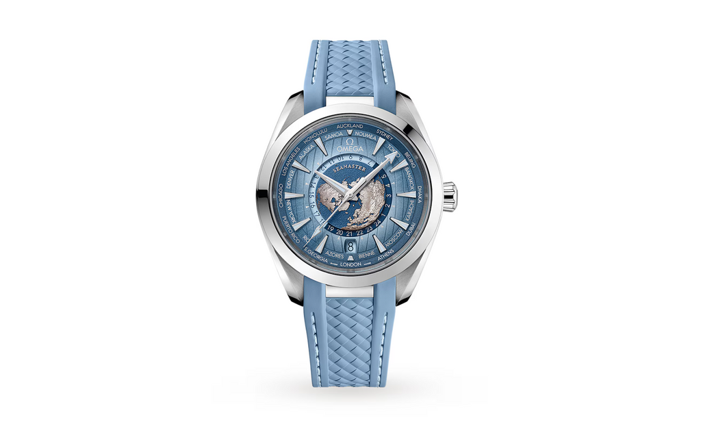OMG Seamaster Aqua Terra 150M Co-Axial Master Chronometer Gmt Worldtimer 43mm Summer Blue