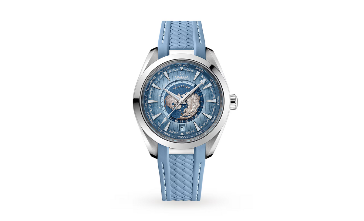 OMG Seamaster Aqua Terra 150M Co-Axial Master Chronometer Gmt Worldtimer 43mm Summer Blue