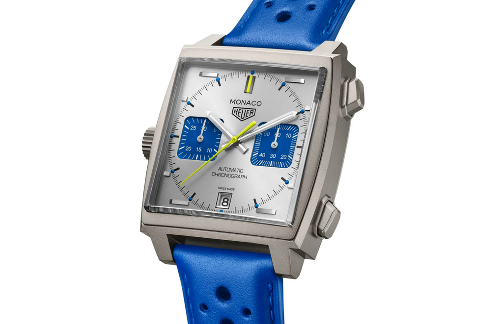 TGHR Monaco Chronograph Racing Blue Limited Edition 39mm Mens Watch Silver