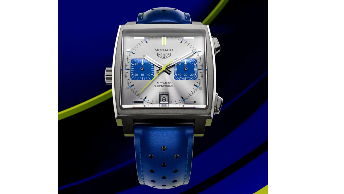 TGHR Monaco Chronograph Racing Blue Limited Edition 39mm Mens Watch Silver