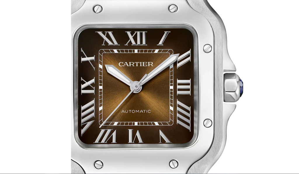 Santos De CRT Watch, Medium Model, Automatic Winding, Steel Case, Interchangeable Leather Strap