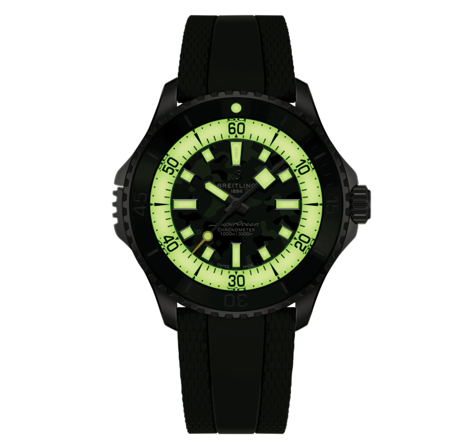 BRT Superocean Automatic Super Diver 46mm Mens Watch Green Rubber