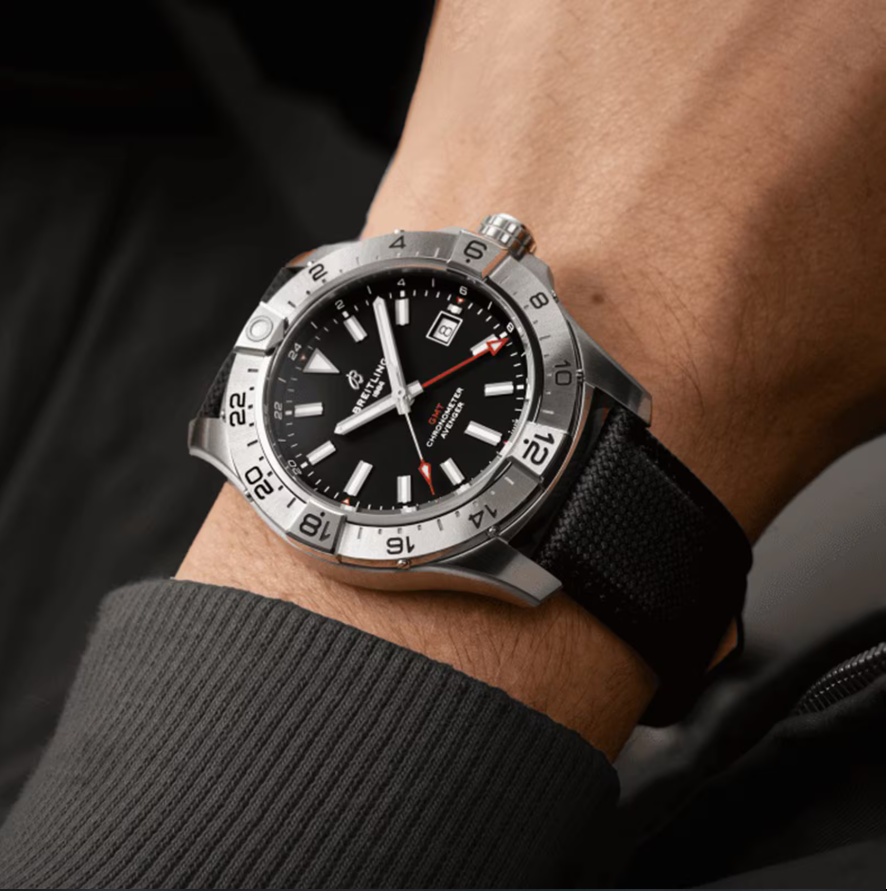 BRT Avenger Automatic GMT 44mm Mens Watch Black Leather
