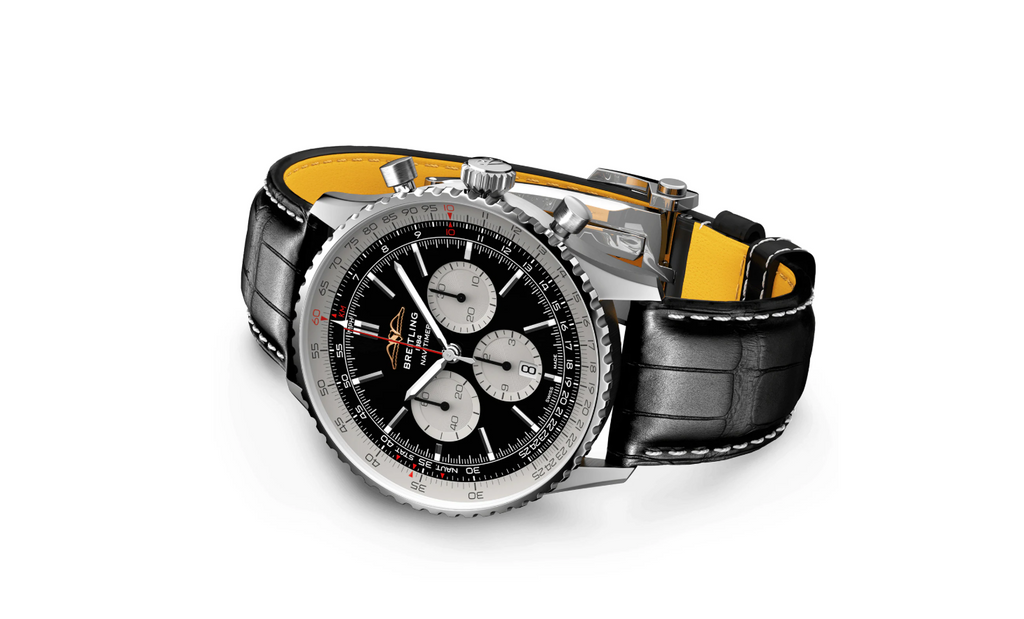 BRT Navitimer B01 Chronograph 46 Stainless Steel Leather Strap Watch