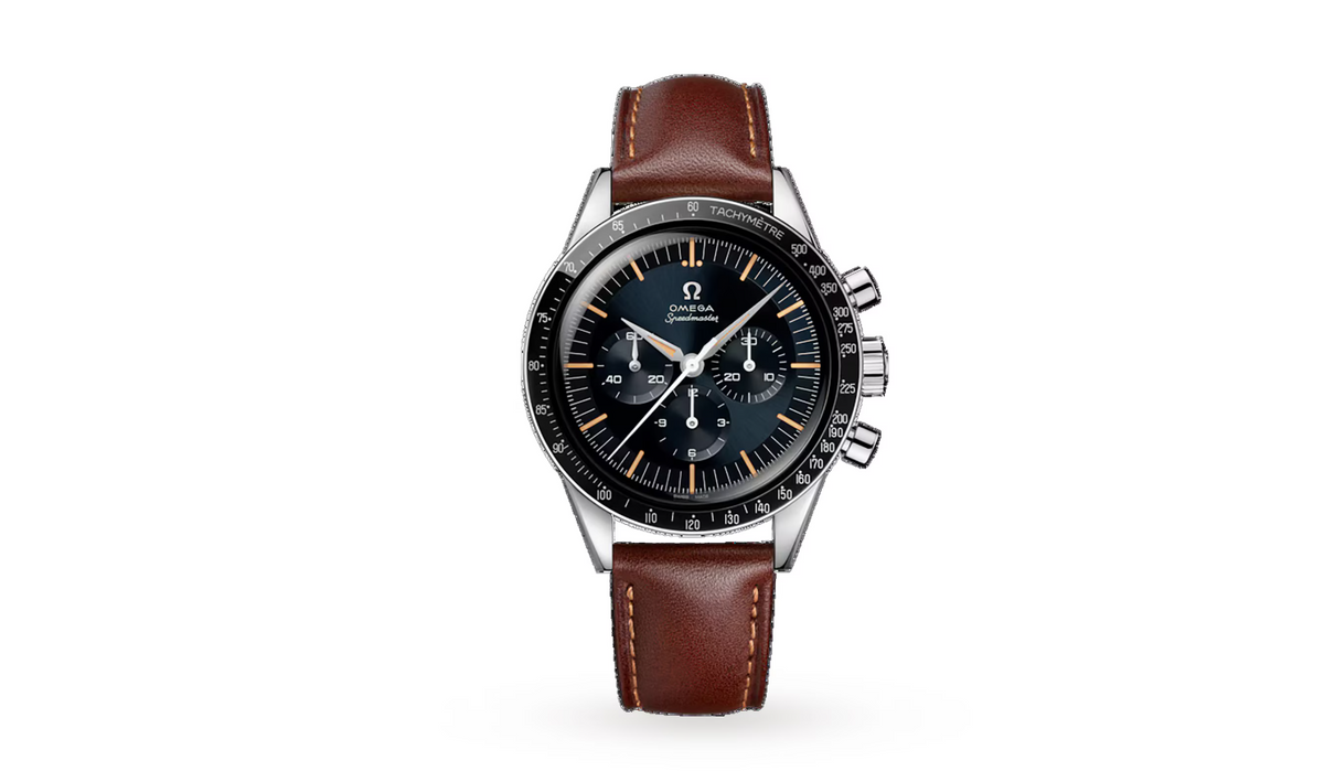 OMG Speedmaster Anniversary Series 40mm Mens Watch Blue -Brown Leather Strap