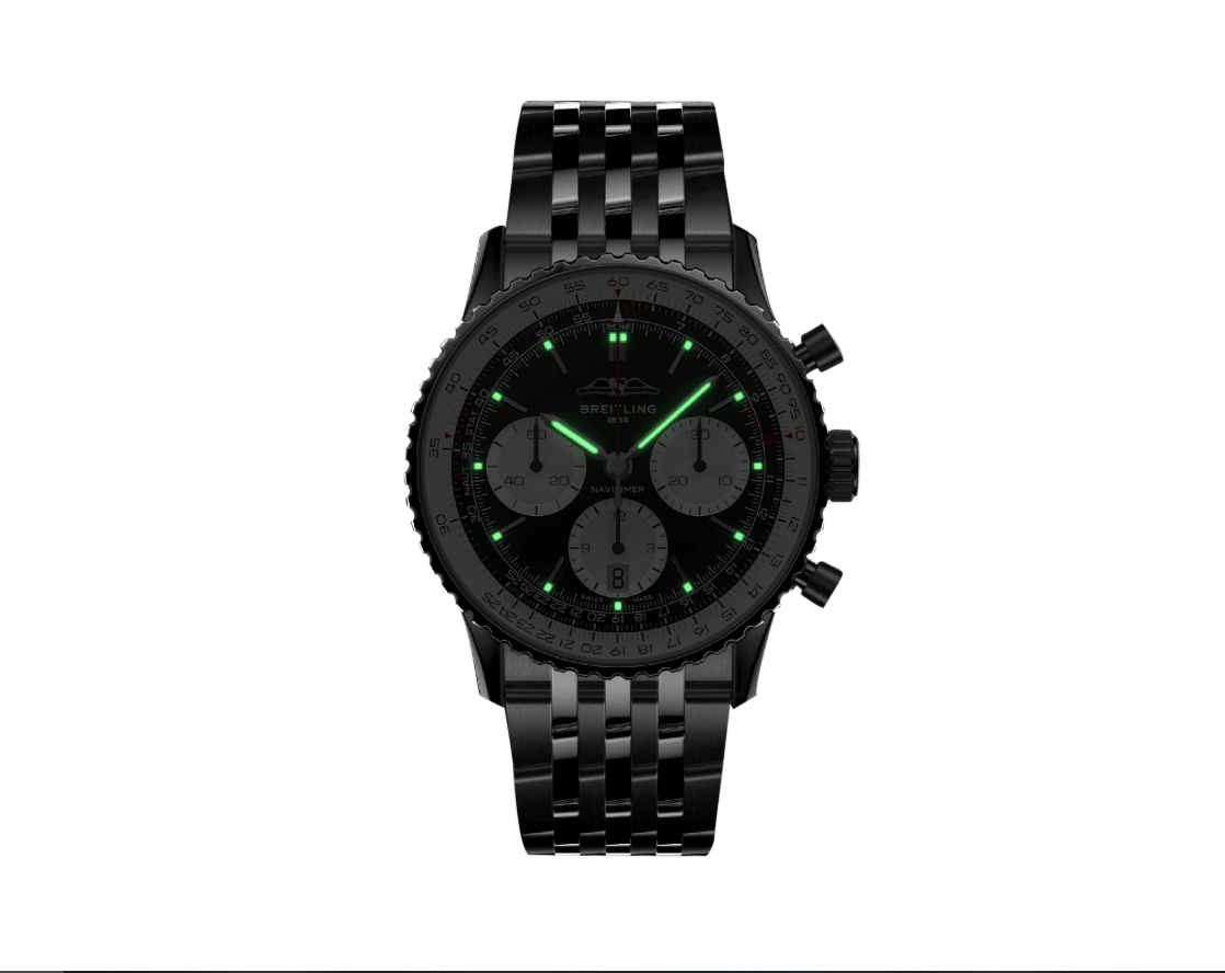 BRT Navitimer B01 Chronograph 41mm Mens Watch Black Stainless Steel