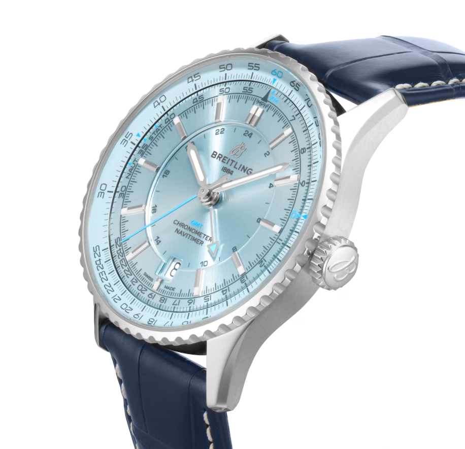 BRT Navitimer Automatic GMT 41mm Mens Watch Light Blue