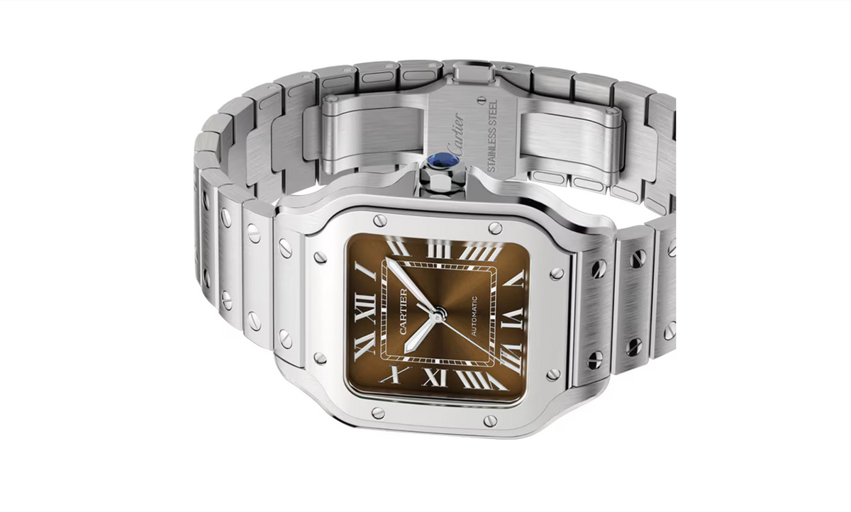Santos De CRT Watch, Medium Model, Automatic Winding, Steel Case, Interchangeable Leather Strap