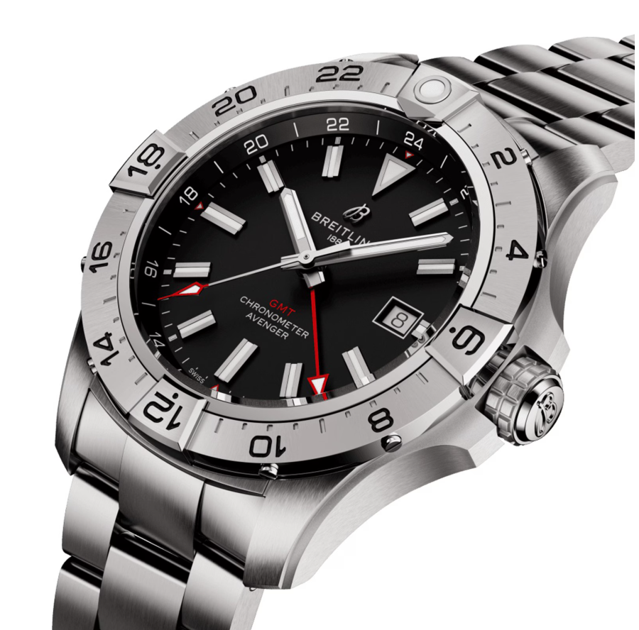 BRT Avenger Automatic GMT 44mm Mens Watch Black Stainless Steel