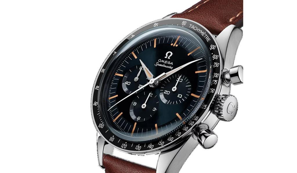 OMG Speedmaster Anniversary Series 40mm Mens Watch Blue -Brown Leather Strap