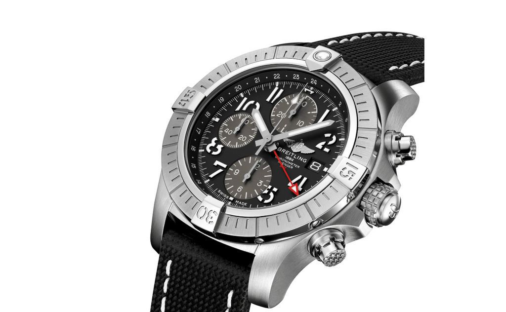 BRT Avenger Chronograph GMT 45 Stainless Steel Leather Strap Watch