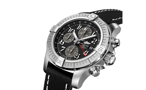 BRT Avenger Chronograph GMT 45 Stainless Steel Leather Strap Watch