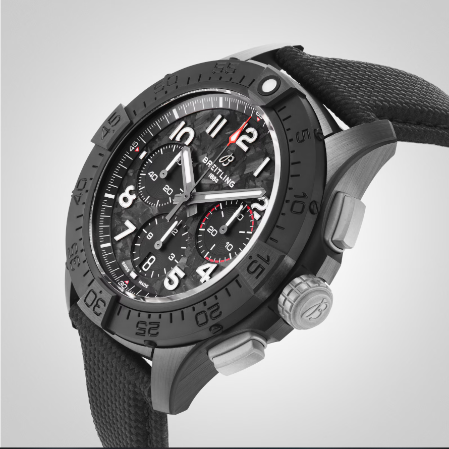 BRT Avenger B01 Chronograph 44mm Night Mission Mens Watch Black