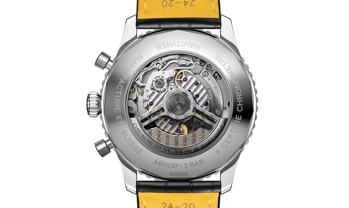 BRT Navitimer B01 Chronograph 46 Stainless Steel Leather Strap Watch