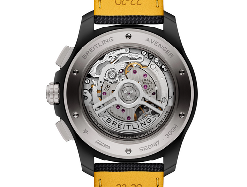 BRT Avenger B01 Chronograph 44mm Night Mission Mens Watch Yellow Black Leather