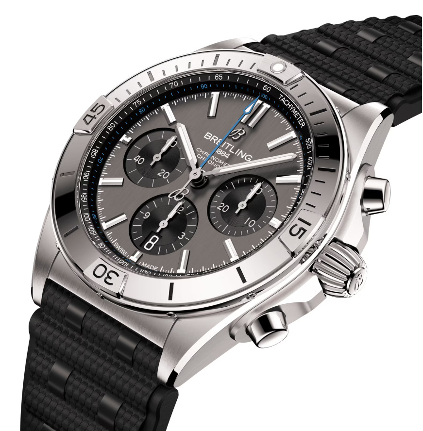 BRT Chronomat B01 42mm Mens Watch Grey Rubber