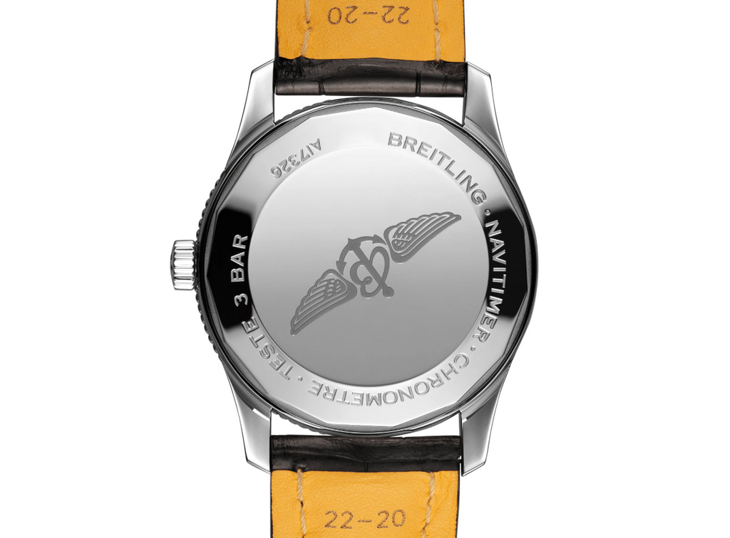 BRT Navitimer Automatic 41 Stainless Steel Black Leather Strap Watch